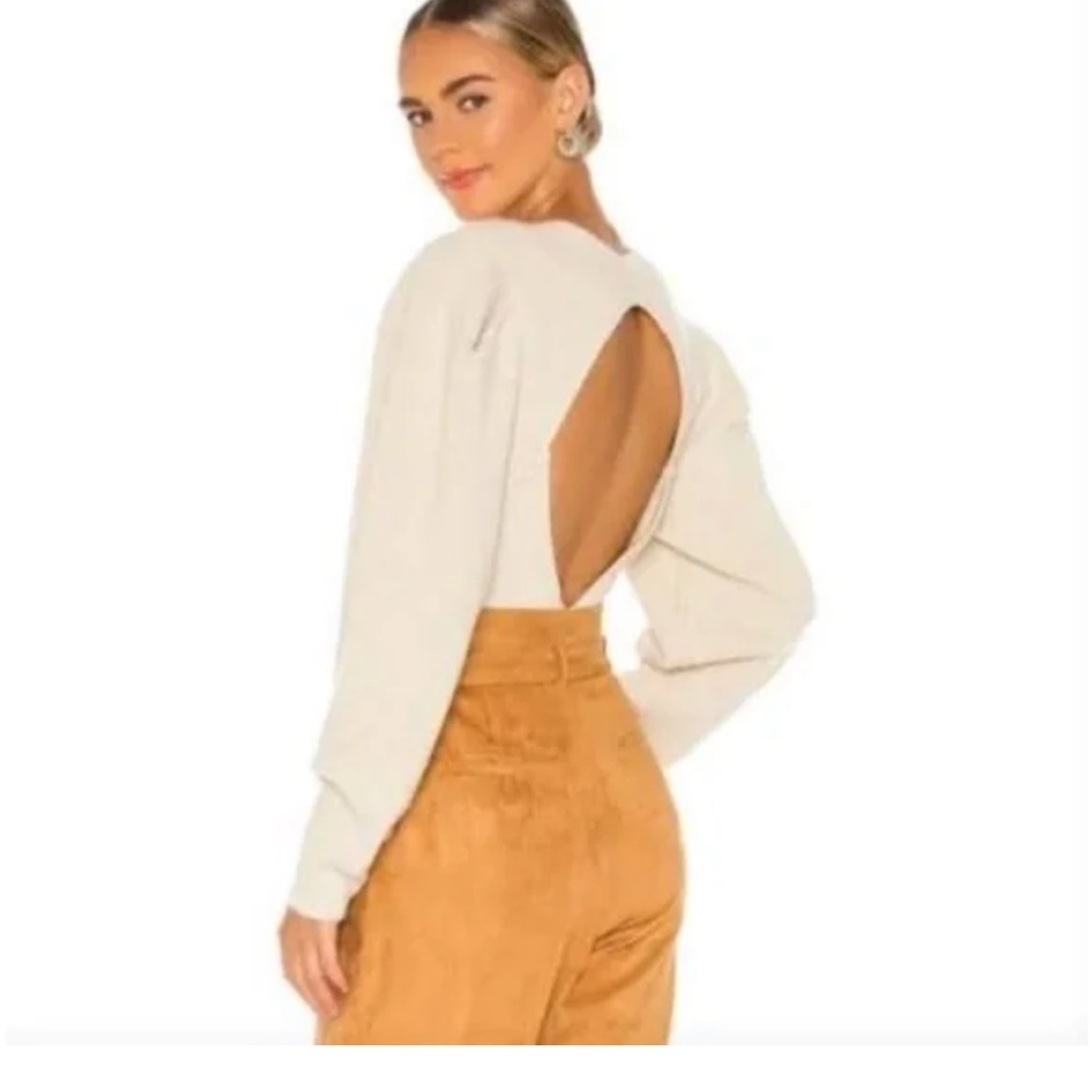 Free people oatmeal sweater open back